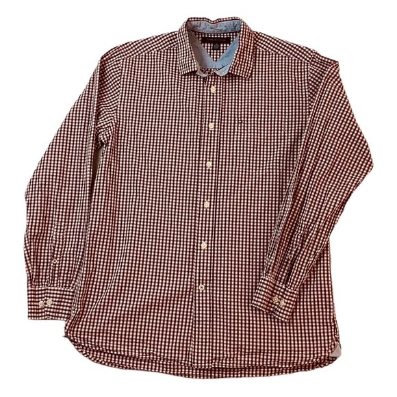 Tommy Hilfiger Button Up Long Sleeve Red/Blue Checks Shirt Mens Size M - Picture 1 of 14